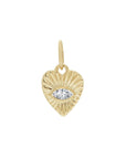 Mini Textured Heart Pendant with Marquise Diamond Center