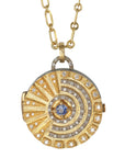 Mixed Metal "Radia" Locket with Diamonds & Center Blue Sapphire - Peridot Fine Jewelry - Annie Fensterstock