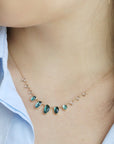 Multi Green Tourmaline Drop Necklace with Rosecut Diamonds - Peridot Fine Jewelry - Celine Daoust