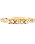 Artemer Engraved "Chevron" Pattern Ring with Five Carre-Cut Diamonds