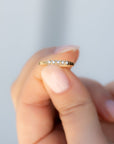 18K Gold Engraved Ring with Five Carre-Cut Diamonds