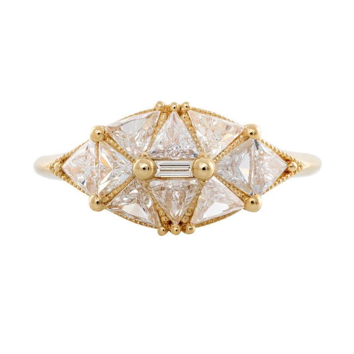 Artemer ORDER ONLY: 18K Gold &quot;Reflective Dome&quot; Triangle Diamond Ring