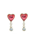 Zahava Pink Tourmaline "Byrdie" Heart Studs with Diamond Dangle