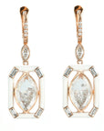 Moritz Glik Rose Gold Marquise-Shaped Diamond "Shake" Earrings with White Enamel